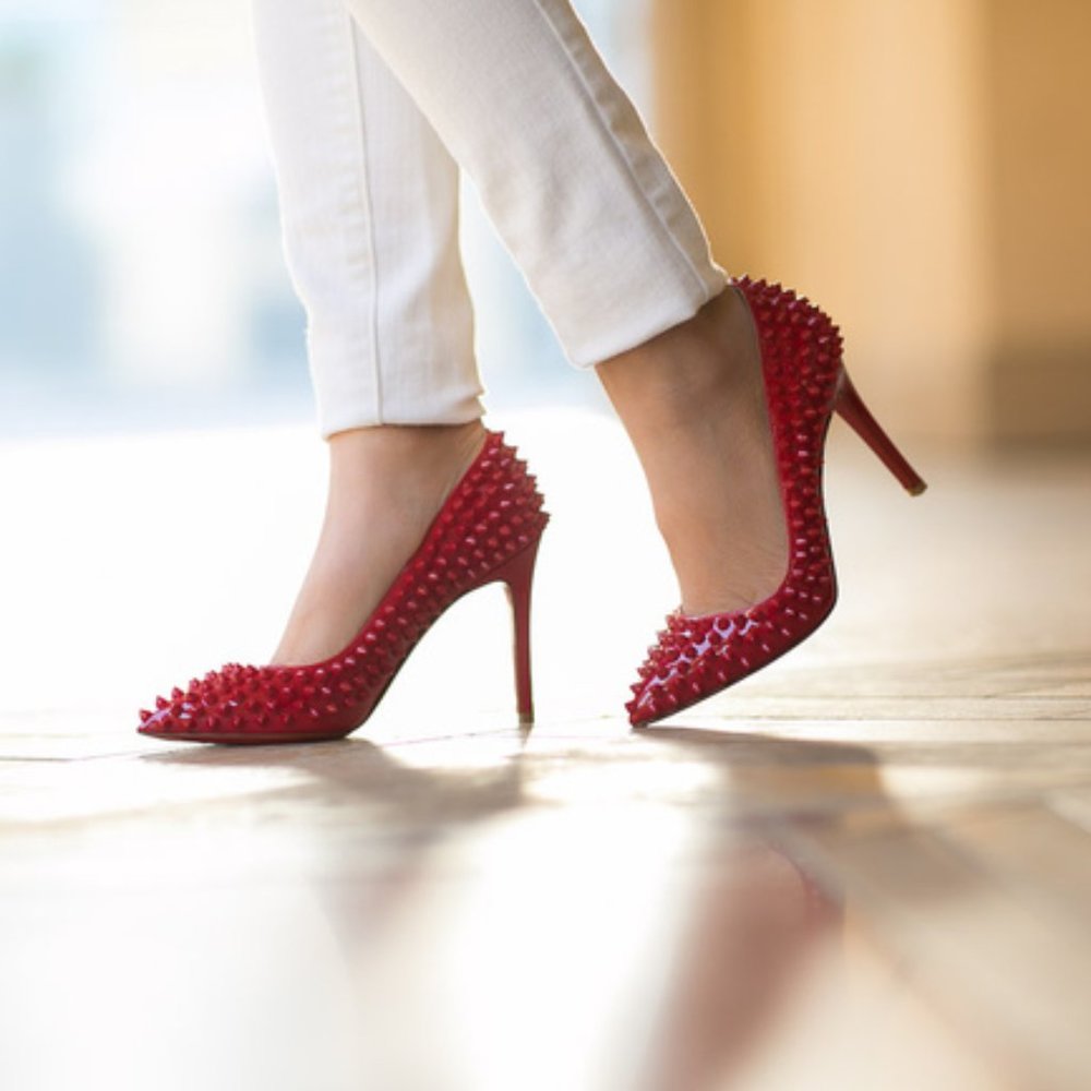 Christian Louboutin Red Pigalle Spike Pumps